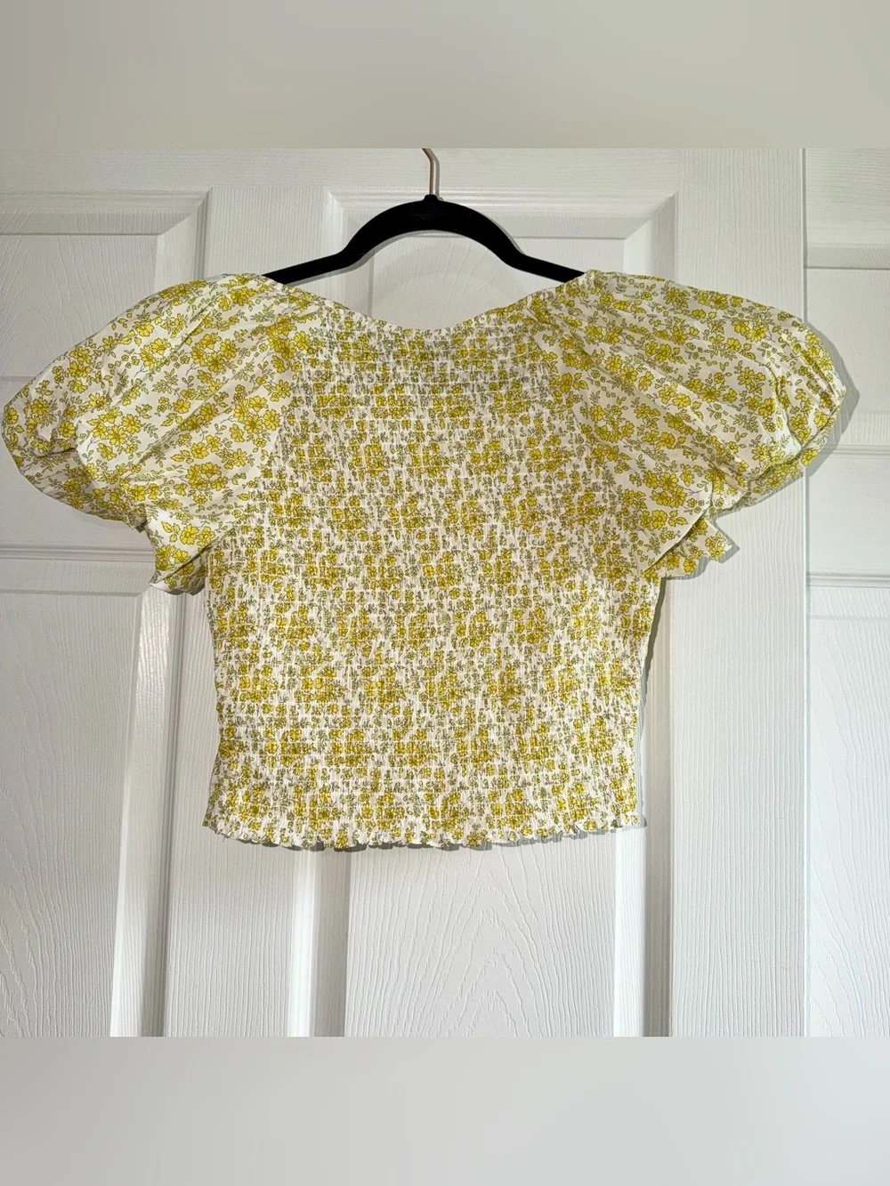 J. Crew Yellow Floral Puff-Sleeve Blouse